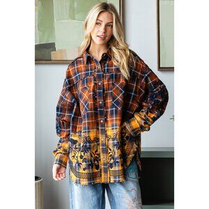 Oli & Hali Emberloom Embroidered Mineral Wash Button Down NEW Size Various